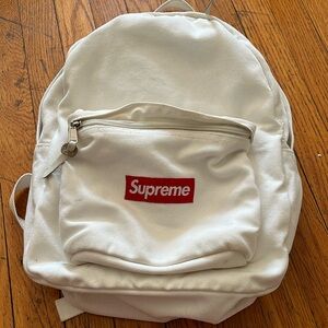 Authentic Supreme Canvas bagpack white